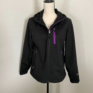 Womens Free Country Black hooded Soft Shell Jacket